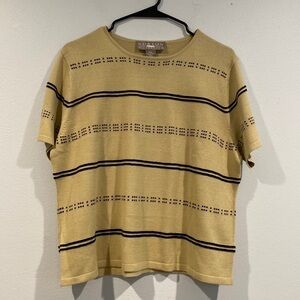 Norton Petite McNaughton - Tan and Black Patterned Crop Top - Size Petite XL